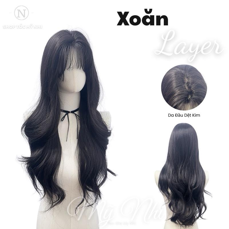Tóc Giả Nguyên Đầu Dệt Kim Mái Thưa Xoăn Layer NG06 60cm