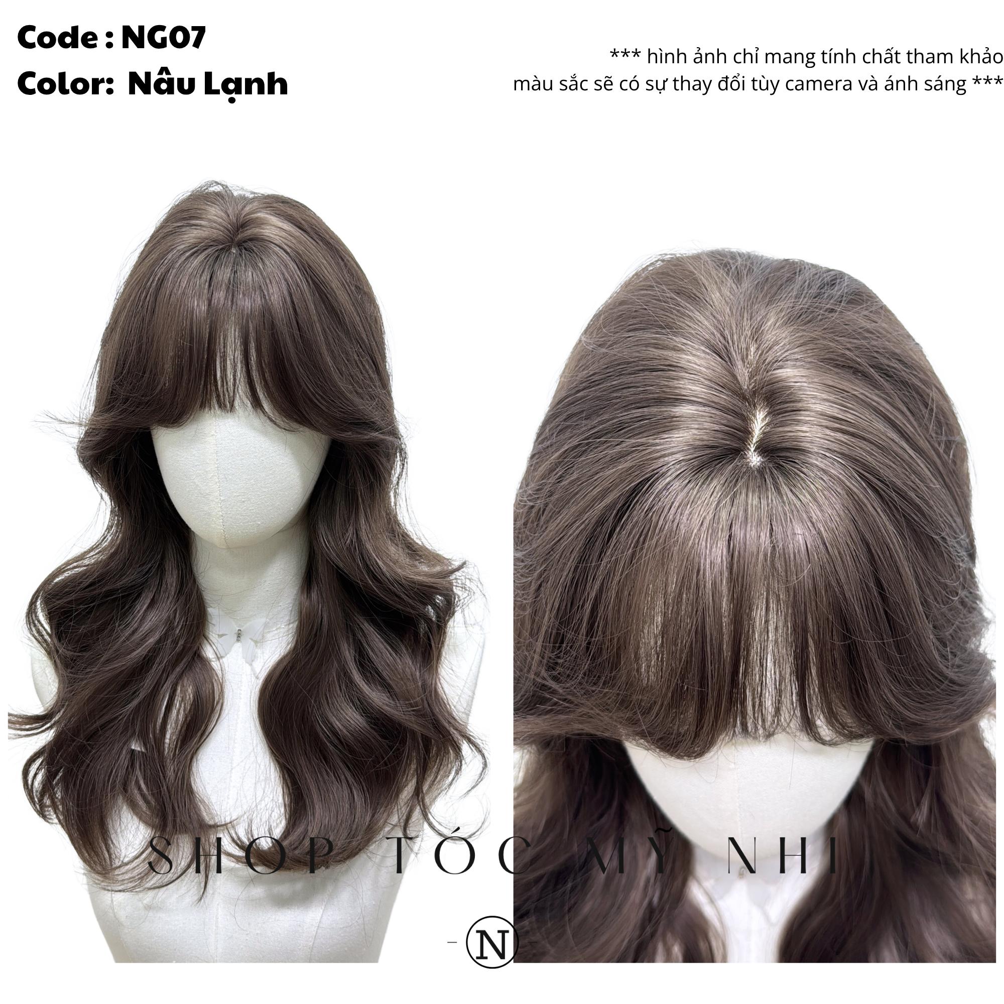 Tóc Giả Da Đầu Dệt Kim Xoăn Layer Mái Thưa NG07 dài 45cm