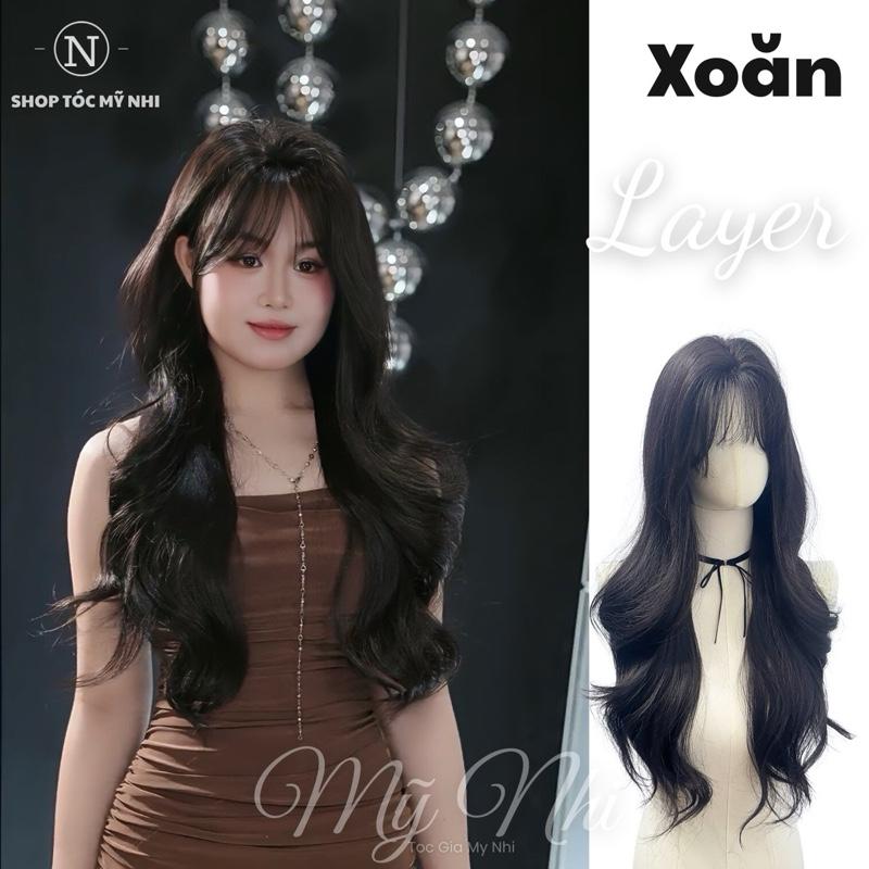 Tóc Giả Nguyên Đầu Dệt Kim Mái Thưa Xoăn Layer NG06 60cm