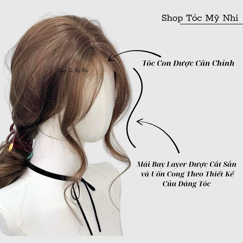 Tóc Giả Mỹ Nhi Xoăn Layer Mái Bay Màu Tóc Đỏ Cherry x-dk1-0115 Da Đầu Dệt Kim