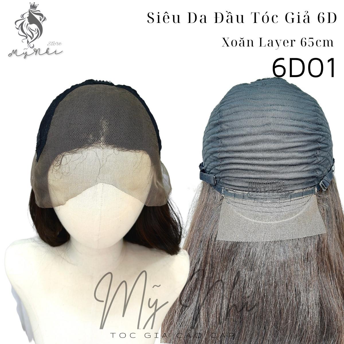 Siêu Da Đầu 6D Tóc Giả Xoăn Layer Dài 65cm 6D01