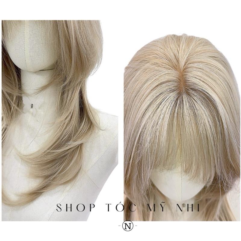 Tóc Giả Mỹ Nhi Hust Cut Mái Thưa Hàn Quốc Màu Tóc Sương Vàng c-dk-1201 Da Đầu Dệt Kim 8% VAT