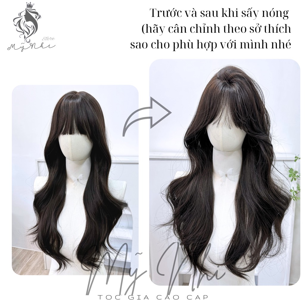 Tóc Giả Nguyên Đầu Dệt Kim  Mái Thưa Xoăn Layer CH001 65cm