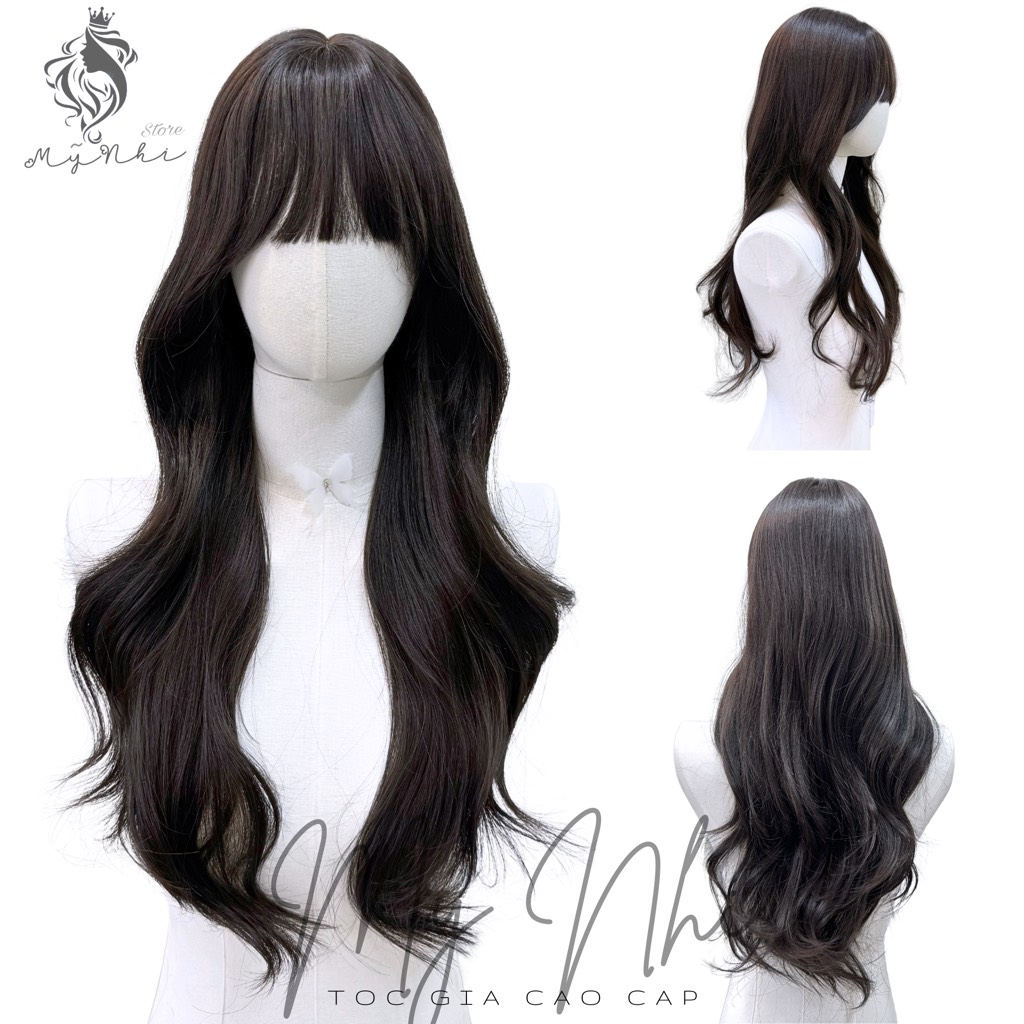 Tóc Giả Nguyên Đầu Dệt Kim  Mái Thưa Xoăn Layer CH001 65cm