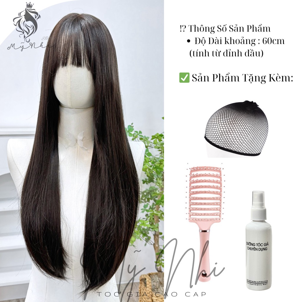 Tóc Giả Nguyên Đầu Dệt Kim Mái Thưa Thẳng CH003 65cm