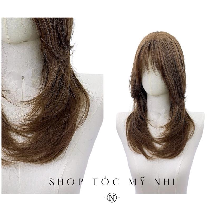 Tóc Giả Mỹ Nhi Hust Cut Mái Thưa Hàn Quốc Màu Tóc Vàng Trà Sữa c-dk-1202 Da Đầu Dệt Kim