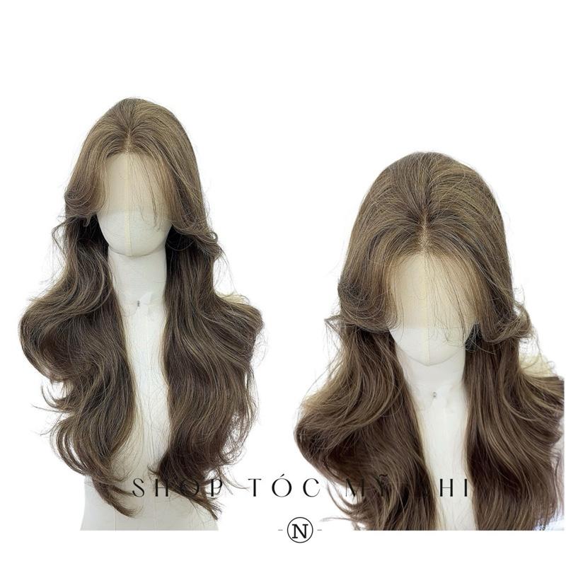 Tóc Giả Mỹ Nhi Xoăn Layer Mái Bay Màu Tóc Rêu Khói x-lt-0101 Da Đầu Lưới Chữ T