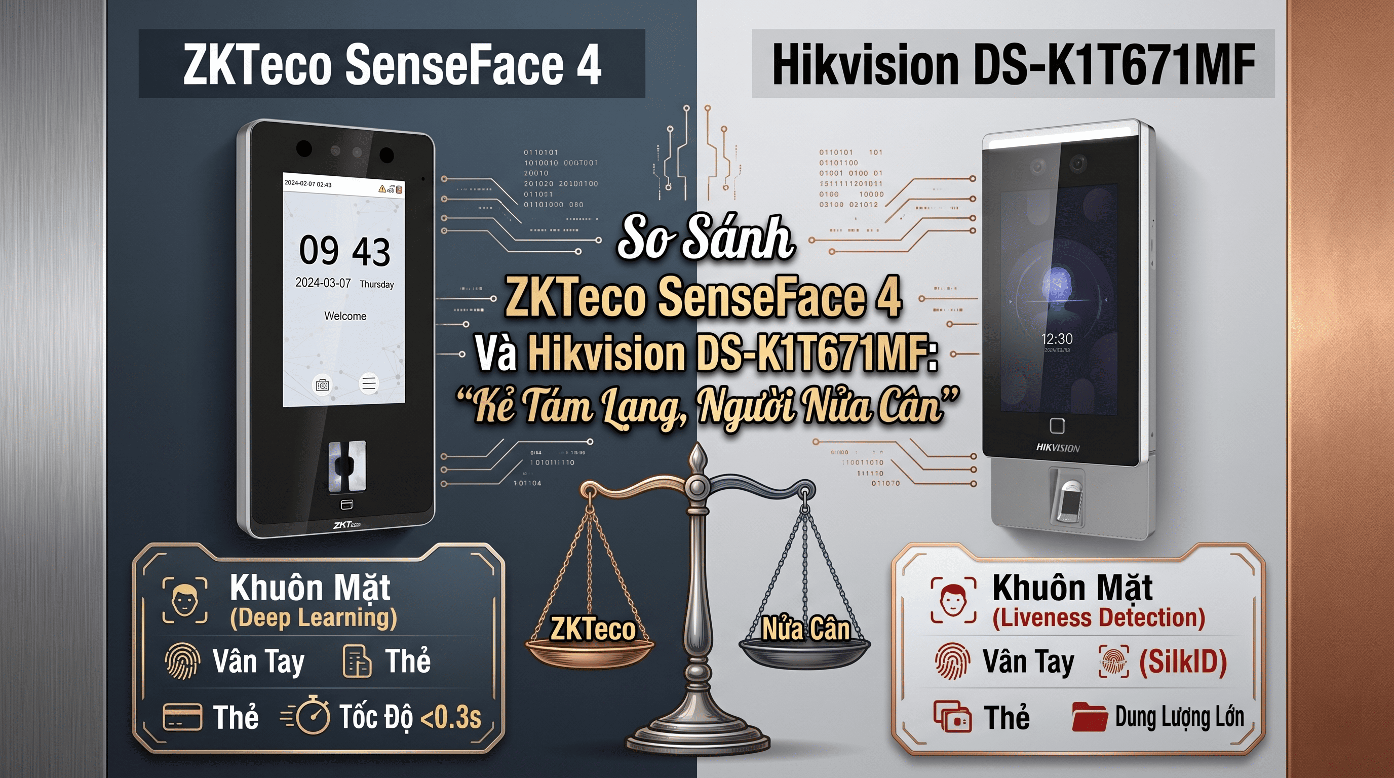 So Sánh ZKTeco SenseFace 4 Và Hikvision DS-K1T671MF: 