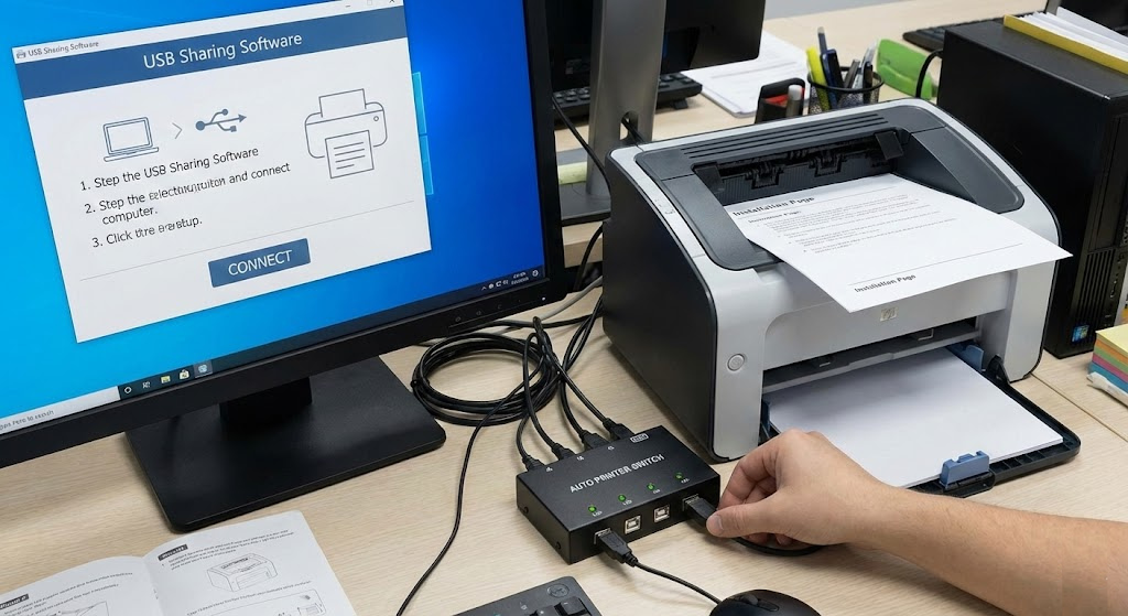 Hướng Dẫn Cài Đặt Và Sử Dụng Bộ Chia Máy In AUTO (Phần Mềm USB Sharing)