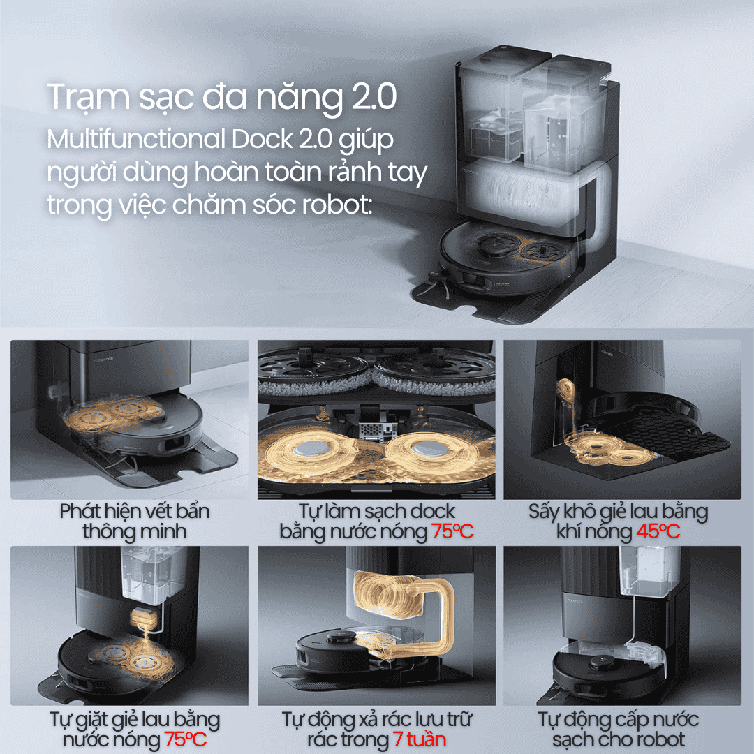 robot hút bụi, lau nhà Roborock Qrevo Edge 5V1 Quốc Tế