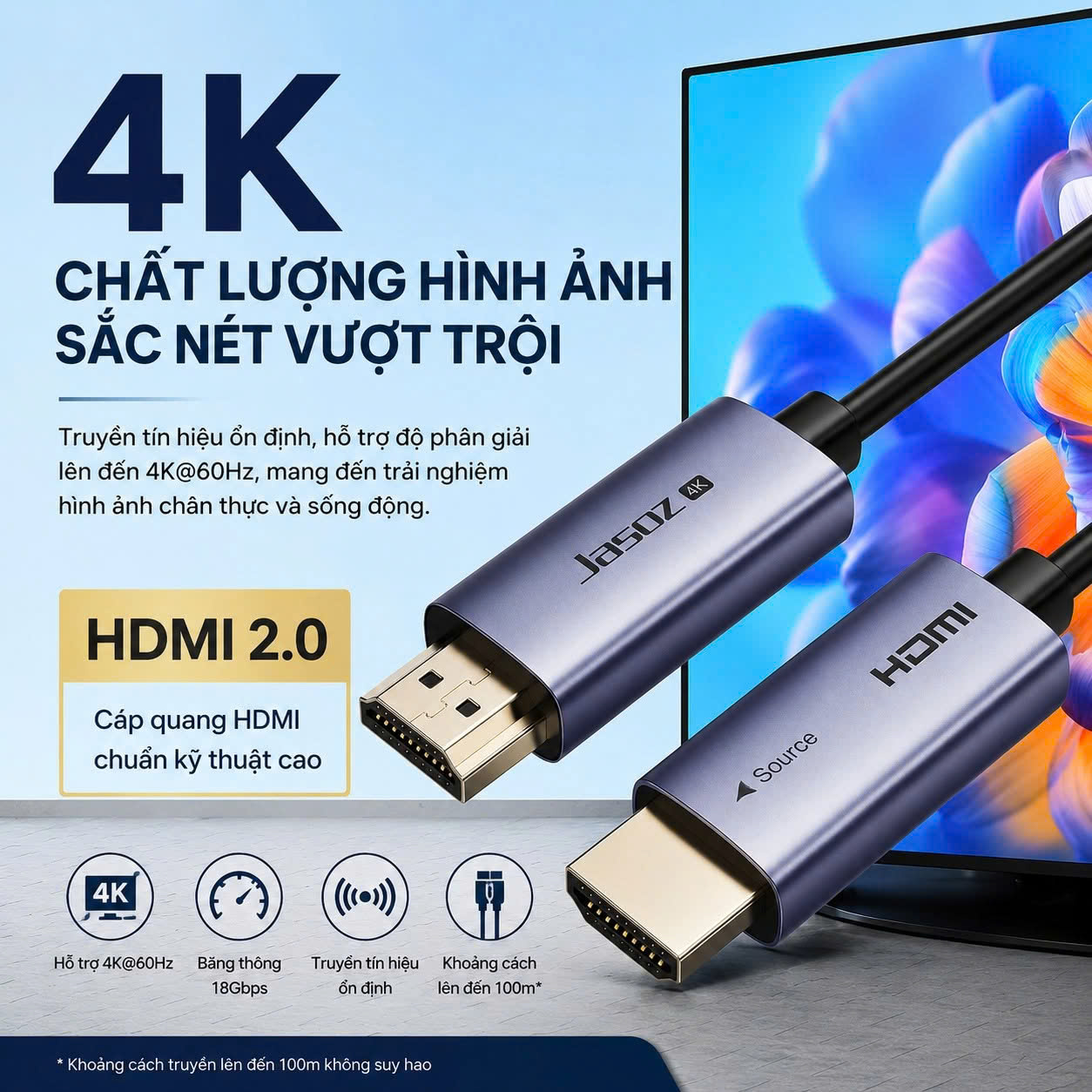 Cáp Quang HDMI JASOZ Chính Hãng | Chất lượng vượt trội