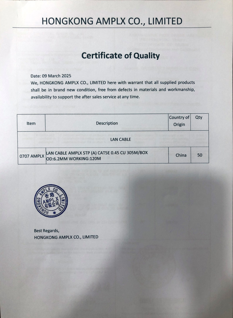 Co/Cq Dây cable mạng AMPLX Cat 6 0916 dài 300M (màu xanh)