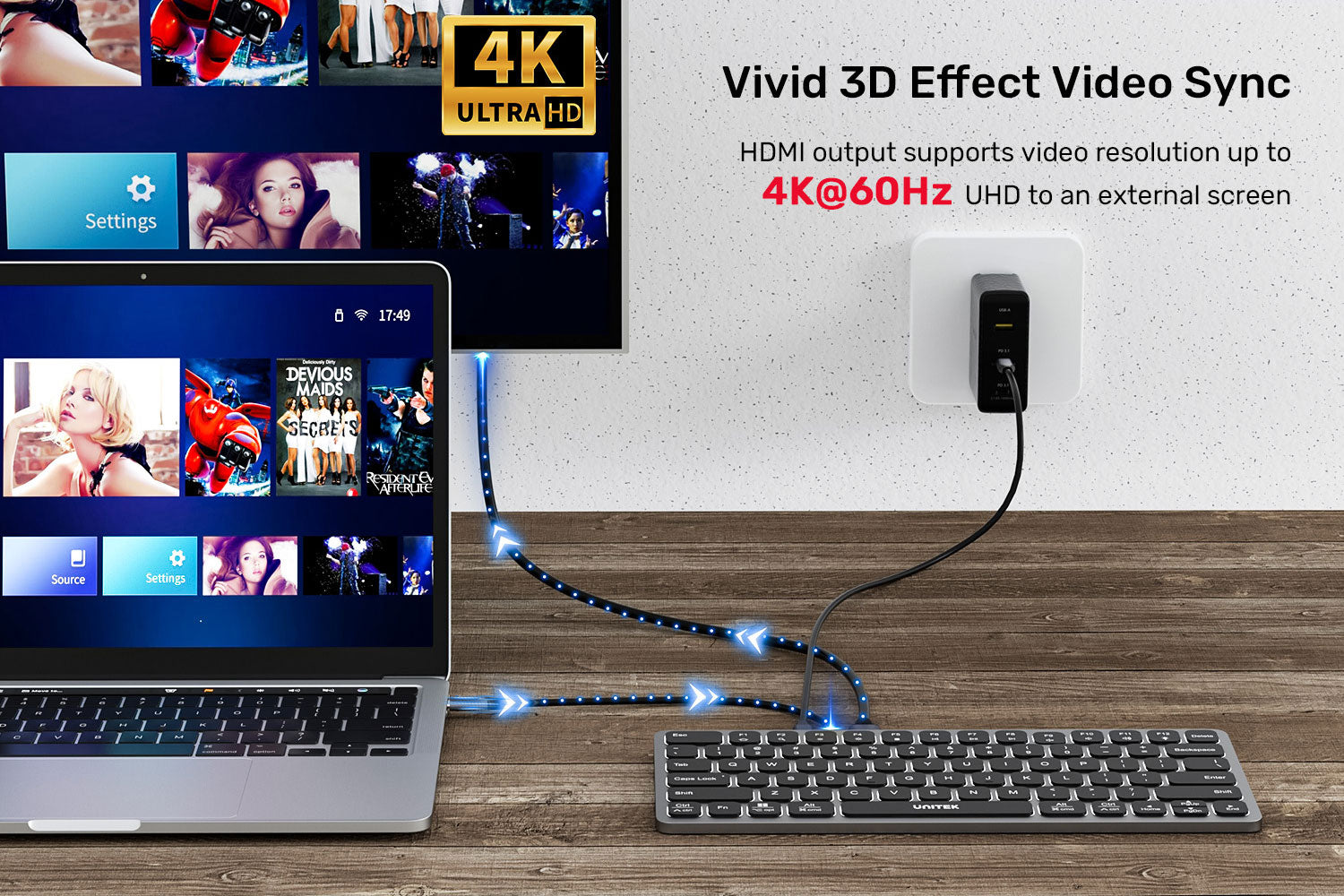 Bàn phím tích hợp hub Type-C 5 trong 1 UNITEK D1092A