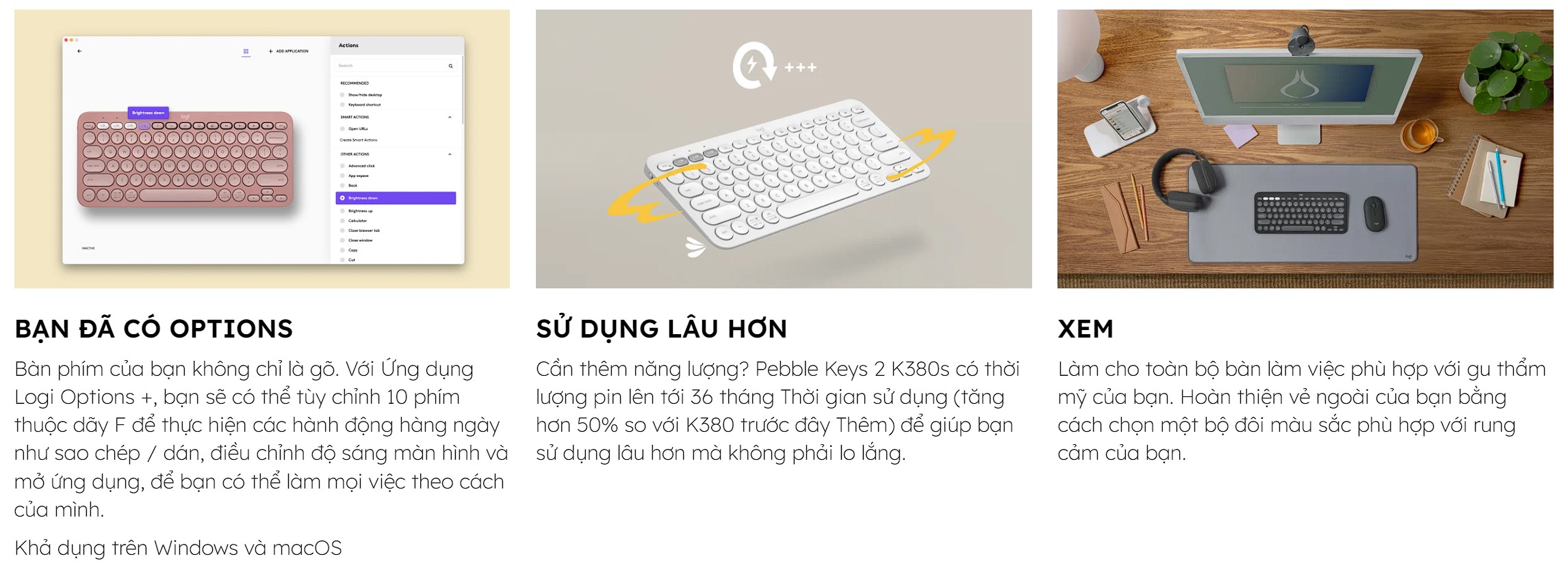 Bàn phím Bluetooth Logitech Pebble Key 2 K380S (trắng)_ 920-011754 - hình 8