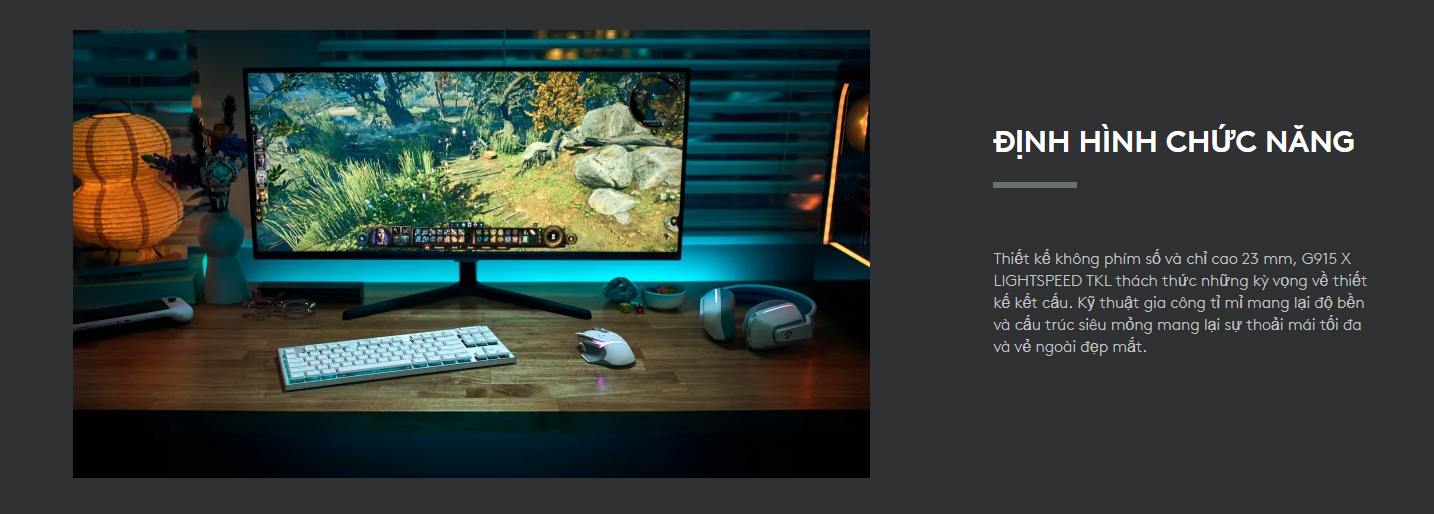 Bàn phím cơ không dây Logitech G915 X TKL Lightspeed (Wireless/Rgb/Tactile/Đen)_920-012726 - hình 6