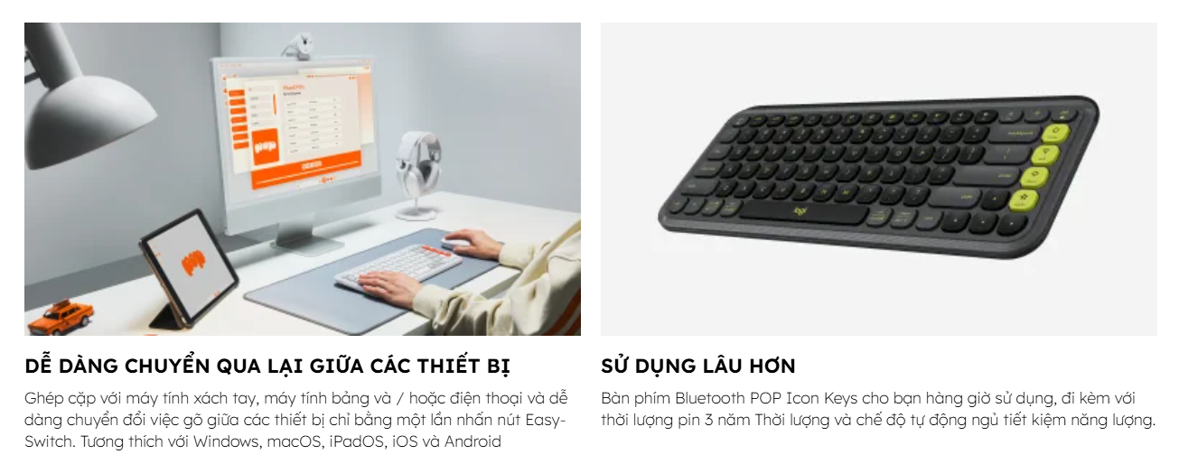 Bàn phím cơ không dây Logitech POP ICON Keys màu Đen - 920-013083 - hình 7