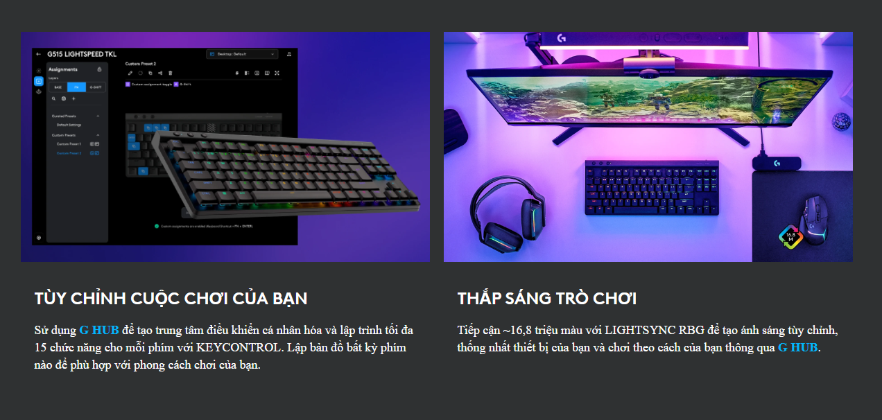 Bàn phím cơ Logitech G515 LightSpeed TKL Wireless White_920-012581 - hình 7