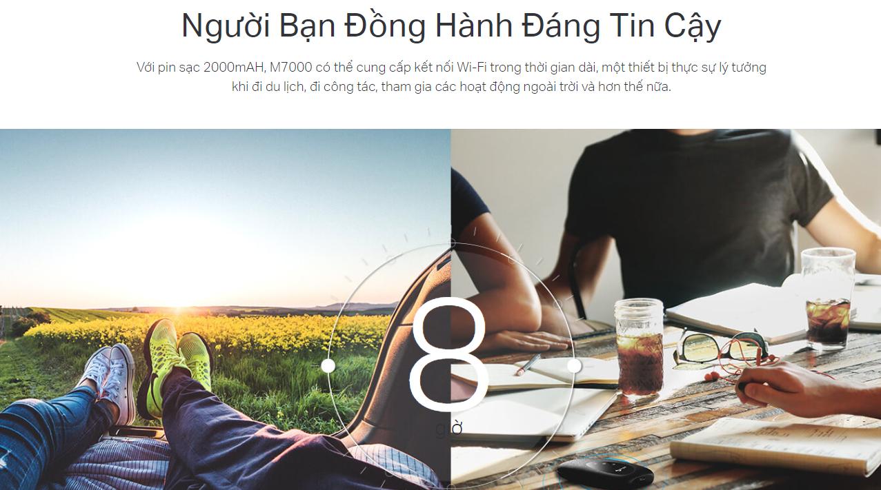 Bộ phát Wifi di động 4G TP-Link M7000 (4G LTE/ Ăng-ten ngầm/ Khe Sim 4G/ 10 User) - hình 3