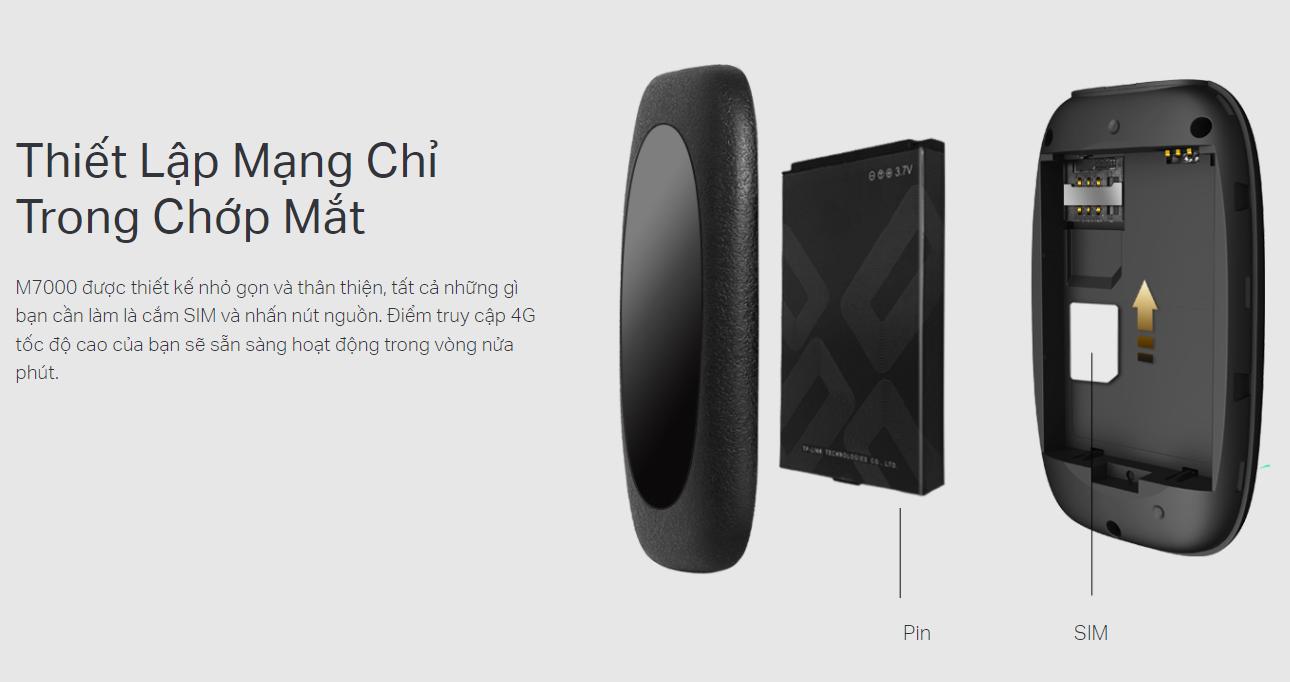 Bộ phát Wifi di động 4G TP-Link M7000 (4G LTE/ Ăng-ten ngầm/ Khe Sim 4G/ 10 User) - hình 4