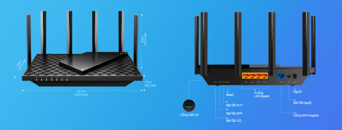 Bộ phát wifi TP-Link Archer AX73 (Wi-Fi 6 Gigabit Băng Tần Kép AX5400) - hình 13