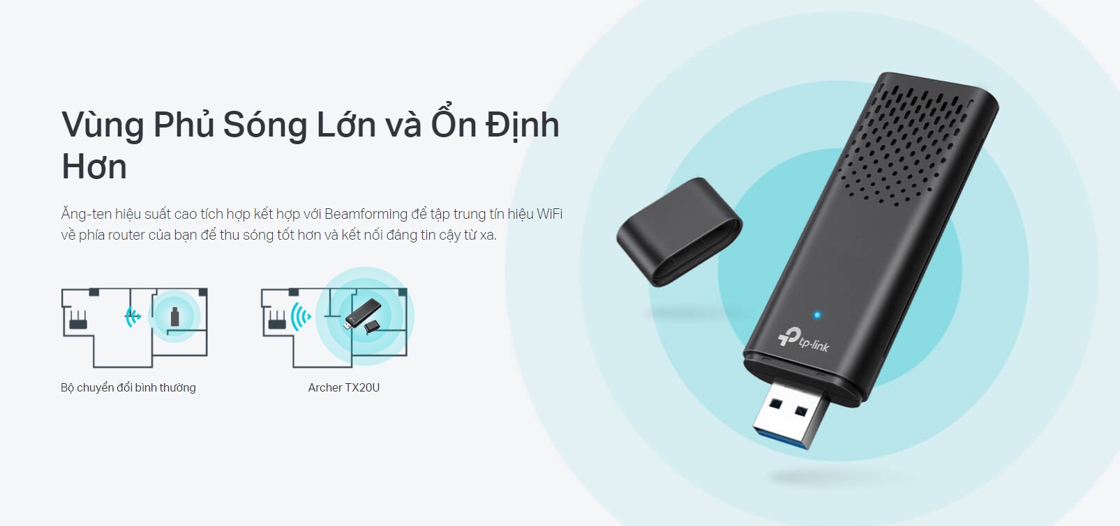 Card mạng không dây USB TP-Link Archer TX20U Chuẩn Wifi 6 AX1800 - hình 3