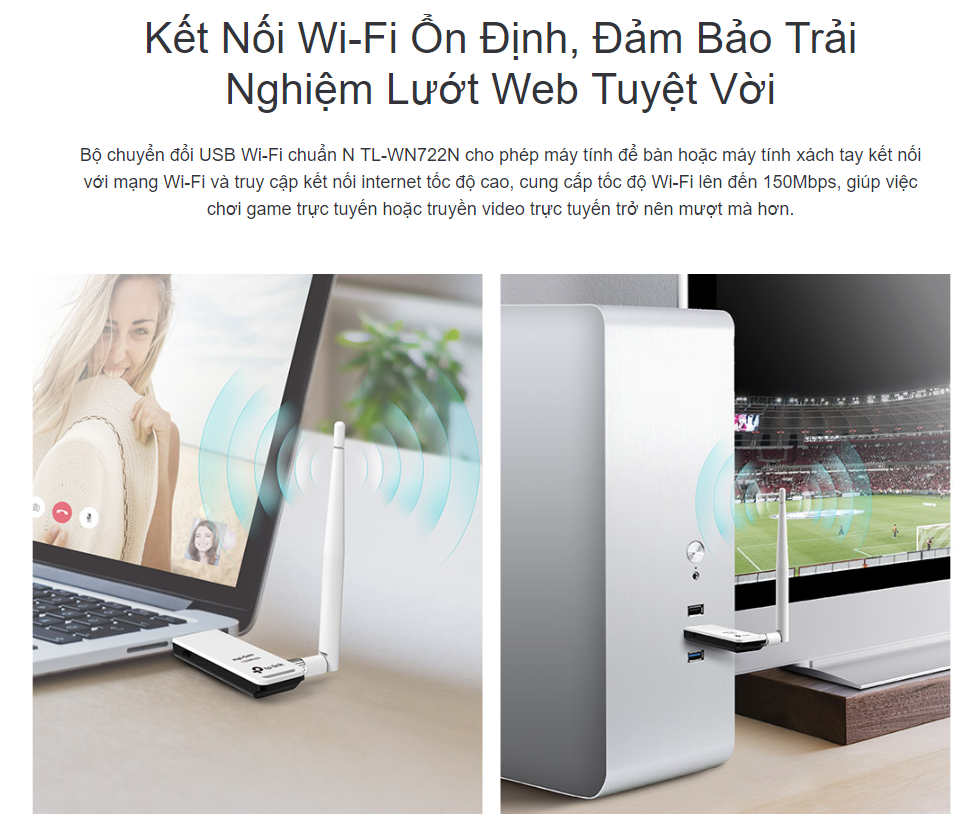 Card mạng không dây USB TP-Link TL-WN722N Wireless N150Mbps - hình 2