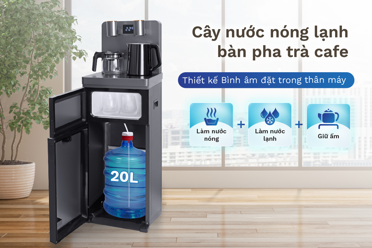 Cây nước nóng lạnh kết hợp bàn pha trà, cafe FujiE TBH1332E - hình 3