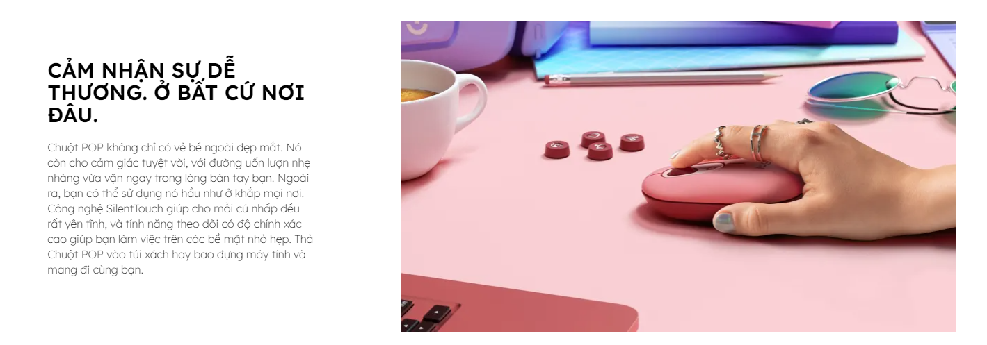 Chuột không dây Logitech Pop Mouse with EMOJI màu Trắng - 910-007400 - hình 3