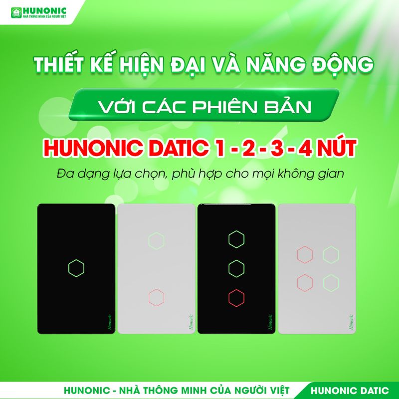 Công Tắc Cảm Ứng 2 Nút Wifi Hunonic Datic Màu Trắng