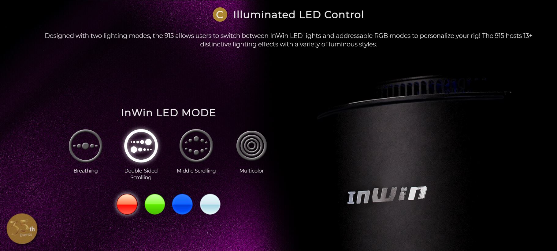 Vỏ Case Gaming InWin 915 Aluminium Silver Mid Tower LED RGB