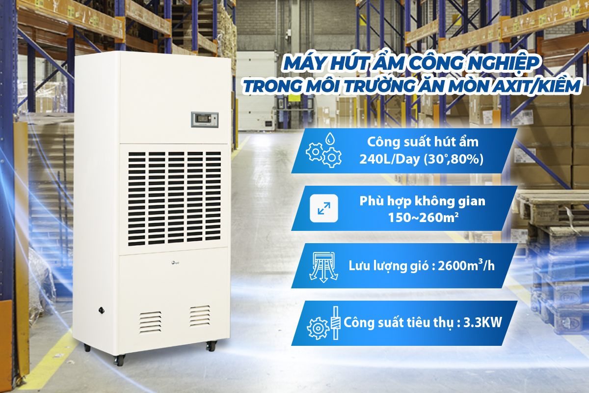 Máy hút ẩm công nghiệp FUJIE ACD10S trong môi trường ăn mòn Axit/kiềm - hình 2