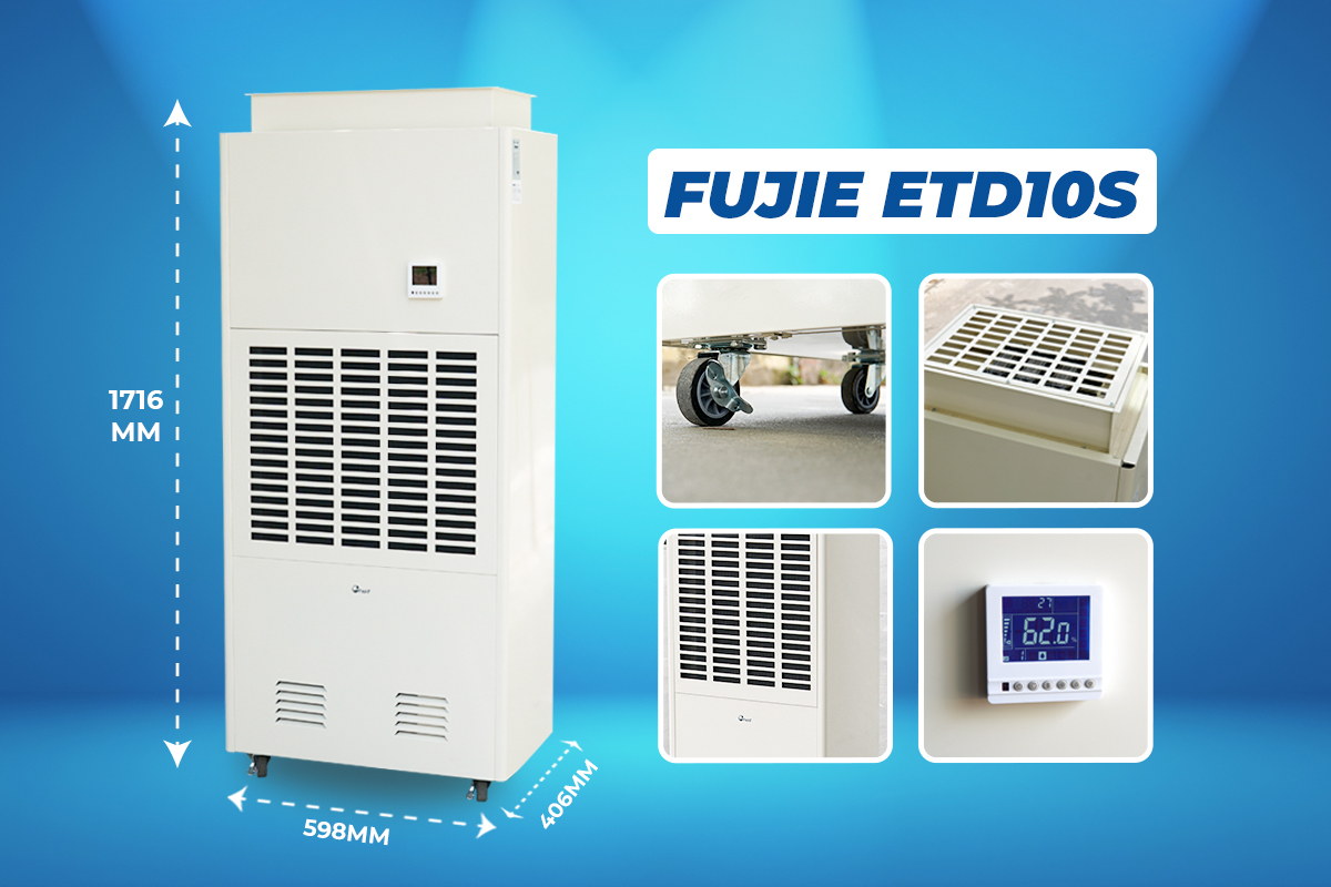 Máy hút ẩm công nghiệp FUJIE ETD10S chuyên dụng cho mục đích sấy - hình 2