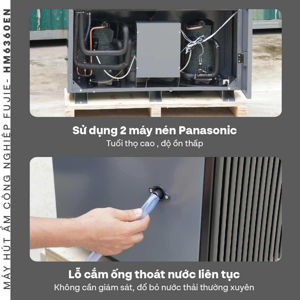 Máy hút ẩm công nghiệp FujiE HM-6360EN 3 pha thế hệ mới - hình 6
