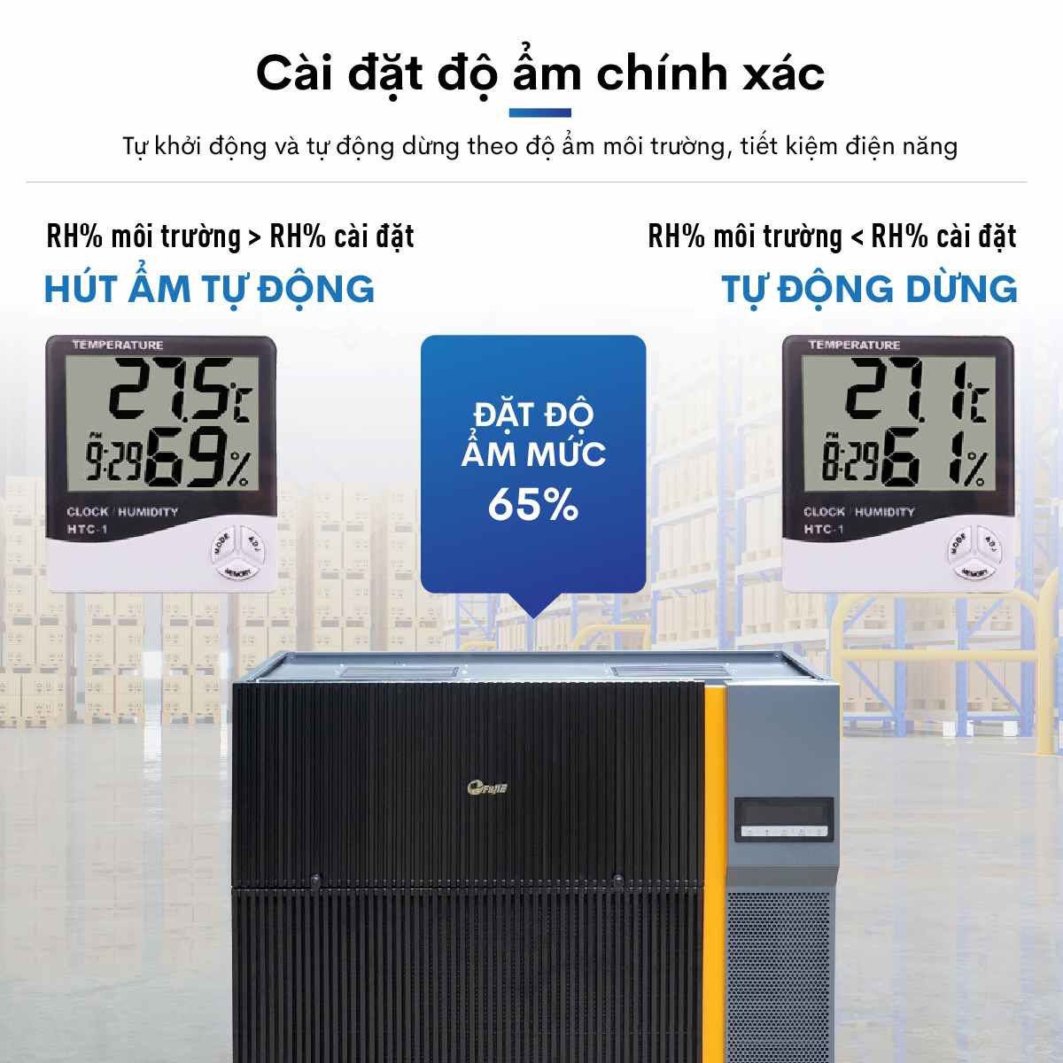 Máy hút ẩm công nghiệp FujiE HM-6720EN 3 pha thế hệ mới - hình 4