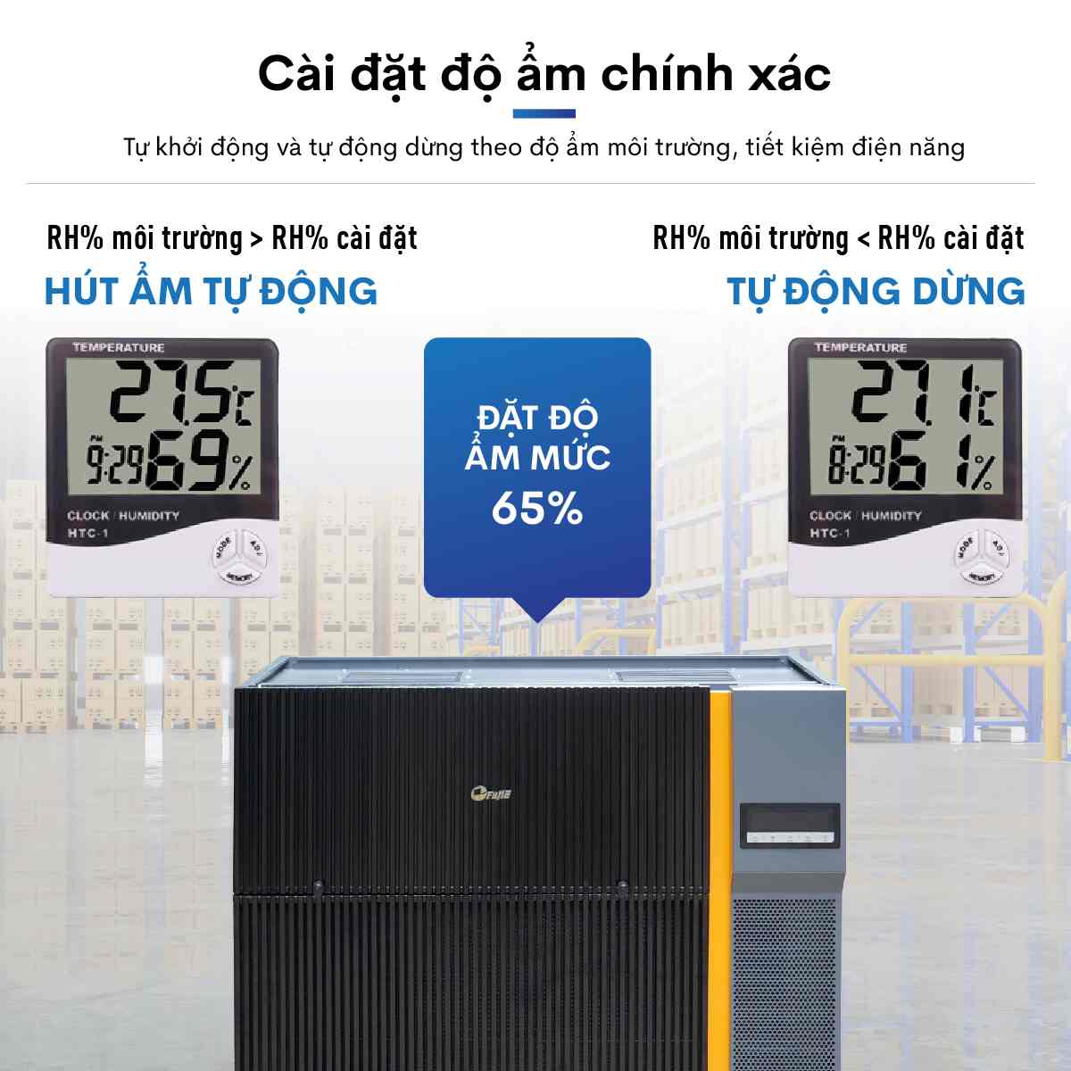 Máy hút ẩm công nghiệp FujiE HM-6960EN 3 pha thế hệ mới - hình 4