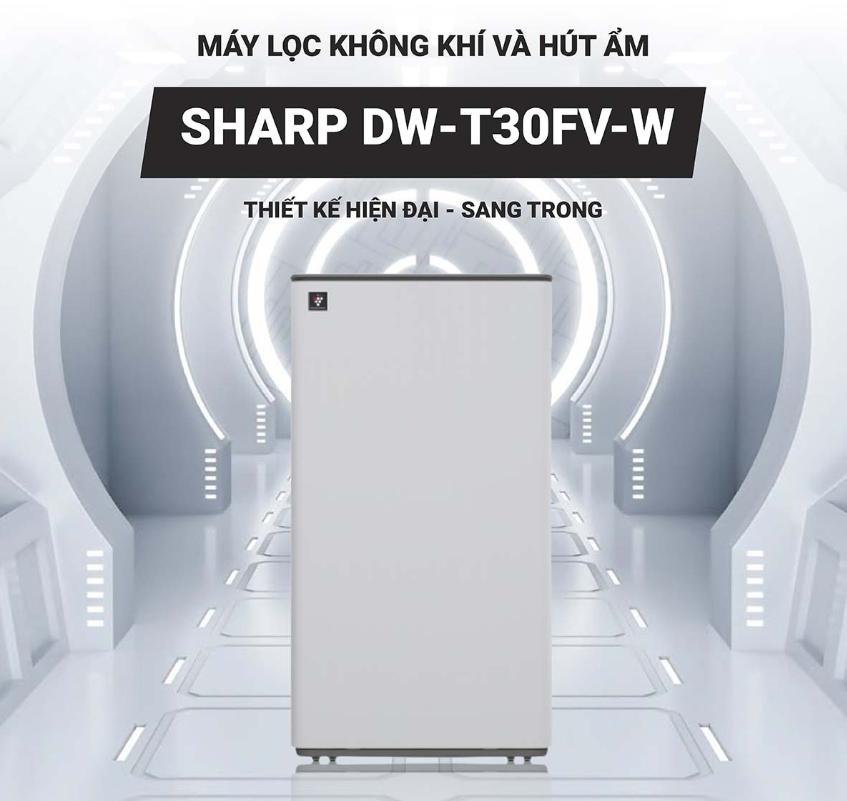 Máy hút ẩm kết hợp lọc khí 30L Sharp DW-T30FV-W [2025]
