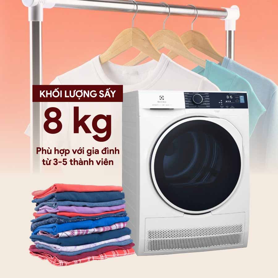 Máy sấy ngưng tụ Electrolux 8 kg EDC804P5WB