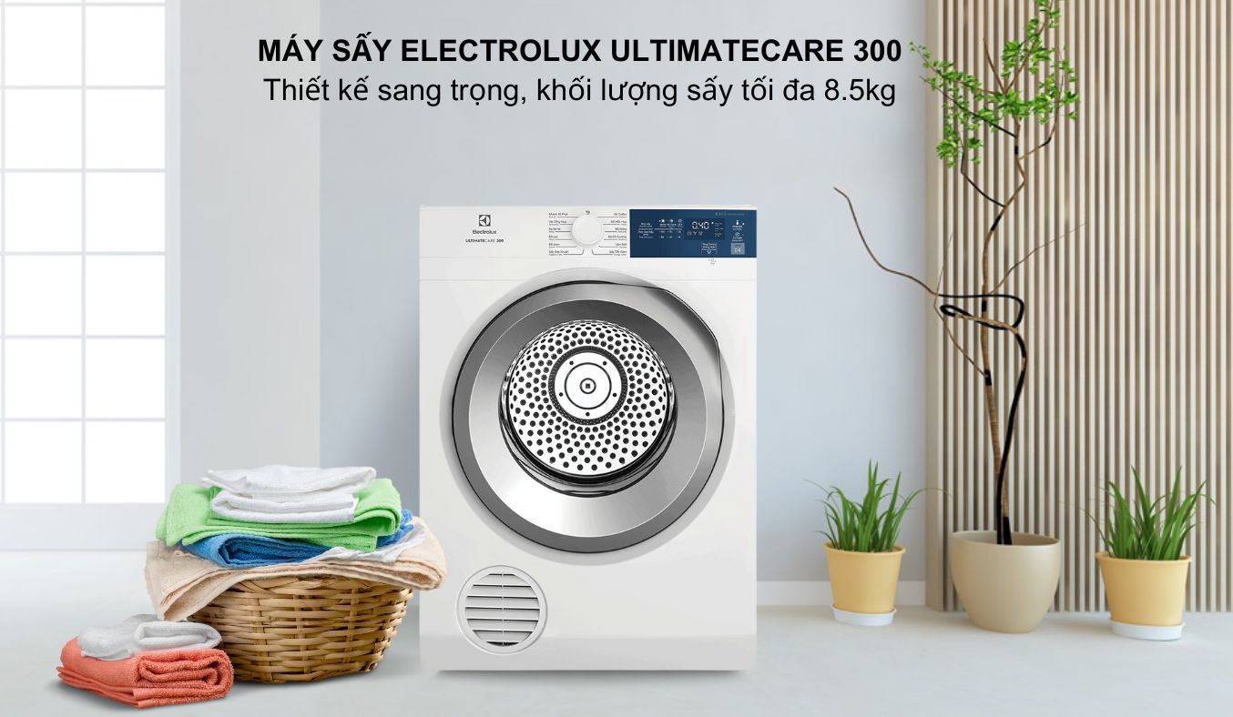 Máy sấy quần áo Electrolux 8,5Kg EDV854J3WB mới 2022