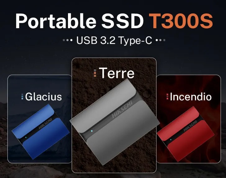 Ổ cứng di động Hiksemi Portable Shield SSD T300S Terre 1TB USB3.1,Type C Màu Xám