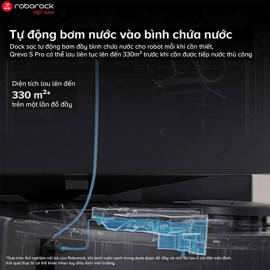 trạm sạc còn liên tục bơm đầy bình chứa nước của robot