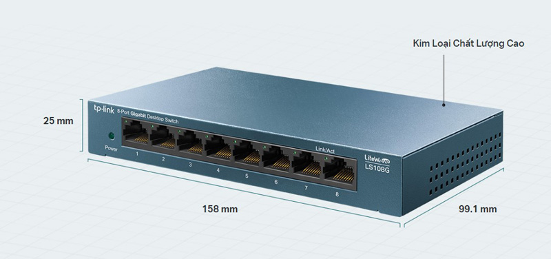 Switch TP-Link LS108G (8 cổng RJ45 10/100/1000Mbps - Vỏ kim loại) - hình 3