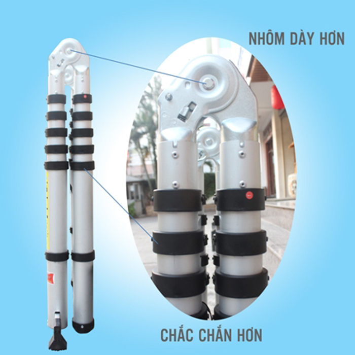 Thang Nhôm Rút Gọn SUMO Nhật Bản ADT807B Chữ A 2.1m Duỗi Thẳng 4.4m - hình 2