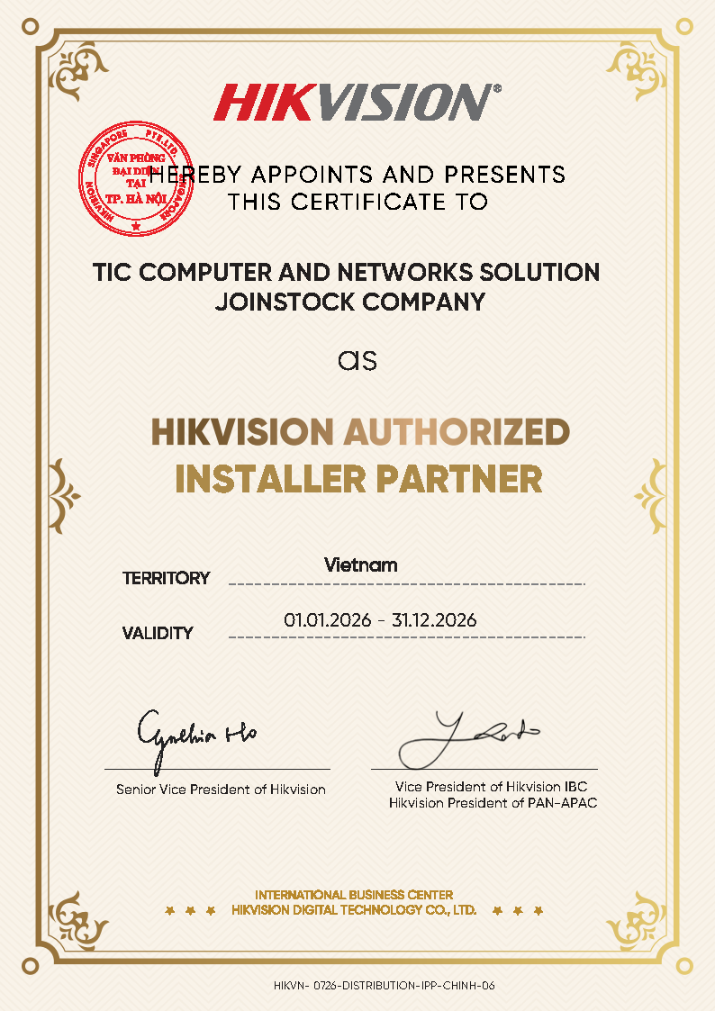 Giấy chứng nhận đại lý Hikvision