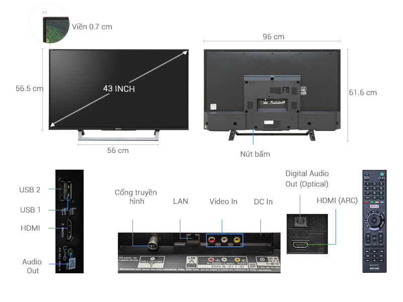 Tivi thông minh Sony 43 inch KDL-43W750D