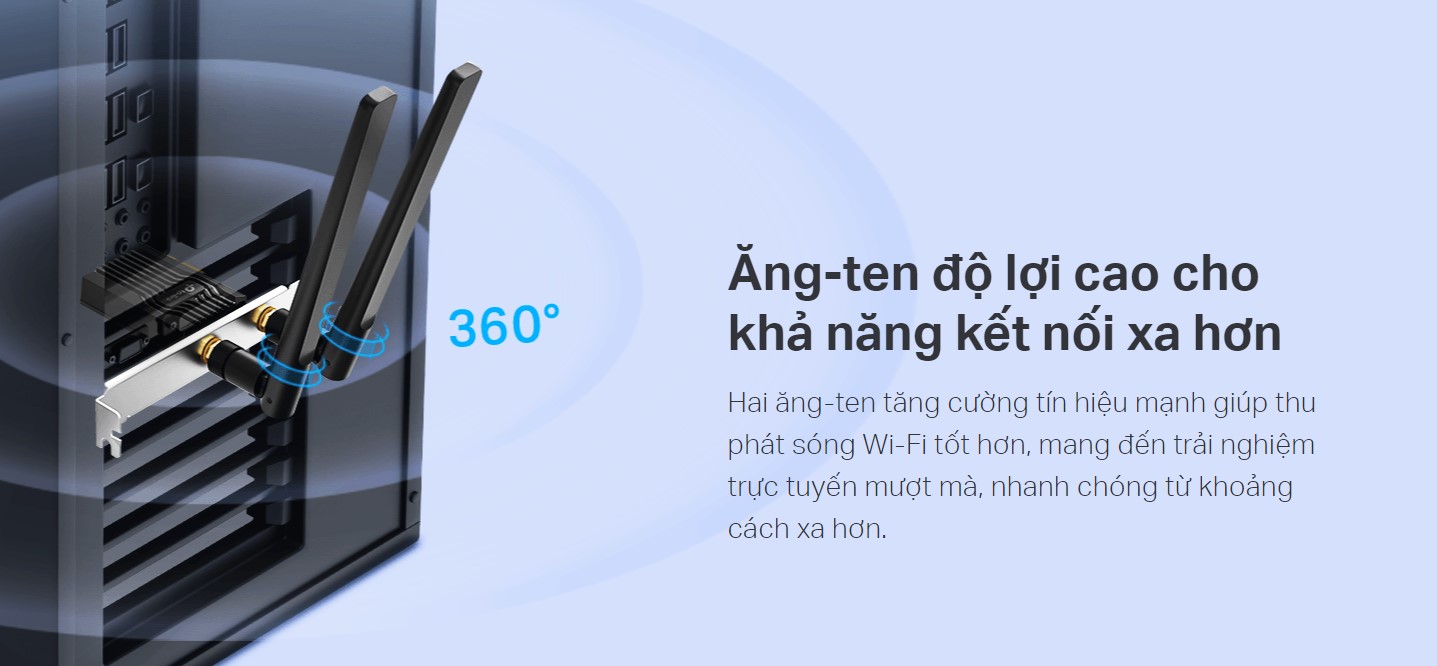 Hai ăng-ten tăng cường tín hiệu mạnh giúp thu phát sóng Wi-Fi tốt hơn