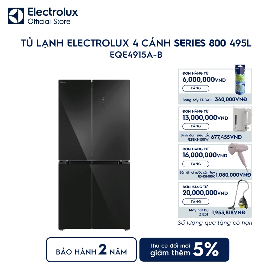 Tủ lạnh 4 cánh Electrolux EQE4915A-B 496 lít xám - hình 1
