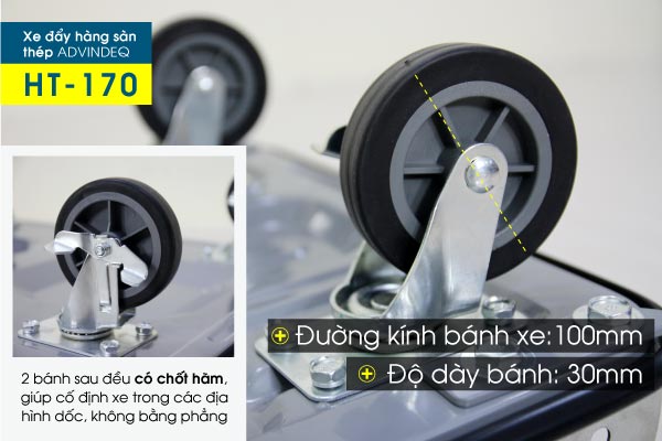 Xe đẩy hàng 4 bánh sàn thép ADVINDEQ TL-170 - hình 3