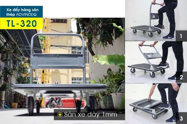 Xe đẩy hàng 4 bánh sàn thép ADVINDEQ TL-320 - hình 9