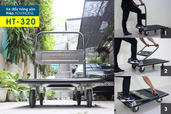 Xe đẩy hàng 4 bánh sàn thép phủ nhám ADVINDEQ HT-320 - hình 14