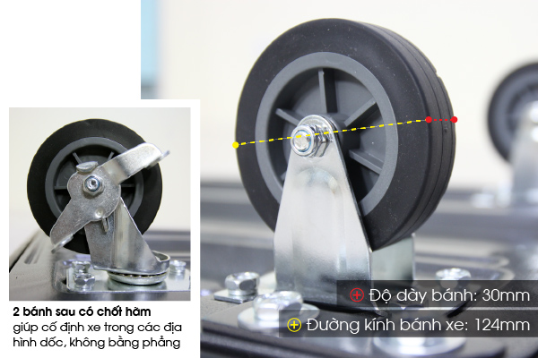 Xe đẩy hàng 4 bánh sàn thép phủ nhám ADVINDEQ HT-320 - hình 3